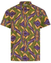 Ohema Ohene - Geometric African Print Cotton Short Sleeve Shirt - Lyst