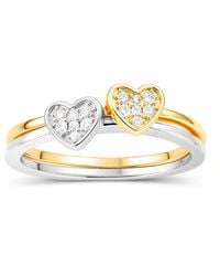 Kylie Harper - Two-Tone Petite Diamond Heart 2Pc Stackable Ring Set - Lyst