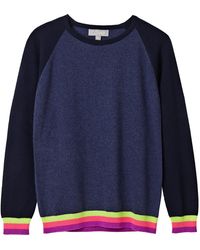 Cove - Carmen Navy Cashmere Jumper With Neon Stripes - Lyst