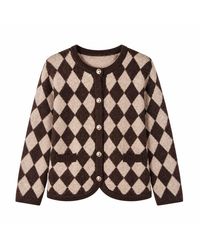 Yumi' - Argyll Knit Cardigan - Lyst