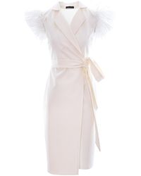 concept A trois - Short Wrap Blazer Dress With Winged Tulle Sleeves - Lyst