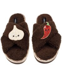 Laines London - Neutrals Laines Boucle Slippers With Laines Loveables Garlic & Chilli Brooches - Lyst