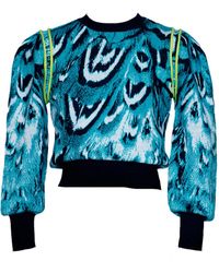 Essien & Emre - Levia Merino Wool Knitted Pattern Jumper Jade - Lyst