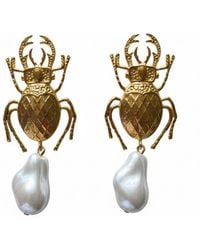 Silver & Elegant Co. - The Beetle & Baroque Pearl Earrings - Lyst