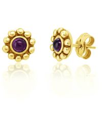 Unaloe - Vermeil Flower Stud Earrings With Amethyst – Luxury Contemporary Designer Studs For - Lyst