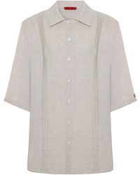 Pcfg - Neutrals Daydreamers Short Sleeve Linen Shirt With Stitch Detail - Lyst