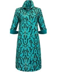 Perlavera - Clara Tile Aqua Knee-Length Missy Fit A Line Dress - Lyst