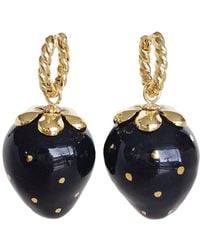 POPORCELAIN - Golden Black Porcelain Strawberry Earrings - Lyst