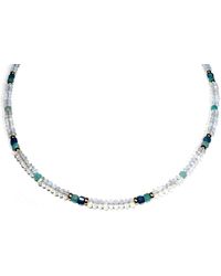 Rachel Nathan - Neutrals Mini Beaded Opalite & Aquamarine Necklace - Lyst