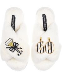 Laines London - Classic Laines Slippers With Stripe 60Th Birthday & Glass Of Champagne Brooches - Lyst