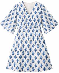 House of Gl - Soreia Hand-Block Printed Cotton Fit & Flare Dress With Open Back - Lyst