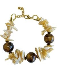 LINYA JEWELLERY - Mother Of Pearl Tiger Eye Natural Stone Bracelet - Lyst