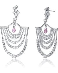 Genevive Jewelry - Sterling Clear Cubic Zirconia Chandelier Earrings - Lyst