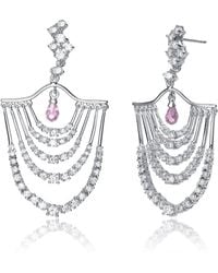 Genevive Jewelry - Sterling Silver Clear Cubic Zirconia Chandelier Earrings - Lyst