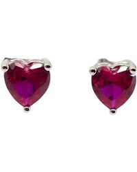Harfi - Ruby Heart Sterling Stud Gemstone Earrings - Lyst
