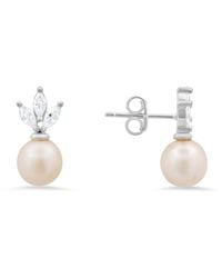 Kylie Harper - Marquise-Cut Diamond Cz & Pearl Drop Stud Earrings - Lyst