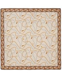 Le Parmentier - Neutrals Heritage Chain And Pearls Silk Square Scarf - Lyst