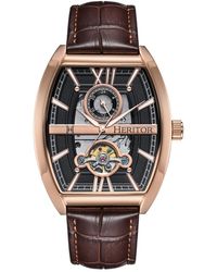 Heritor - Masterson Semi-skeleton Leather-band Watch - Lyst