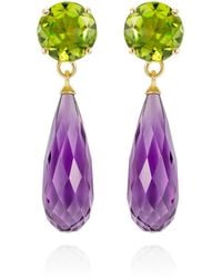 Augustine Jewels - Amethyst & Peridot Drop Earrings - Lyst