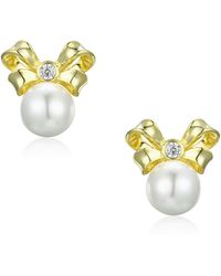 Santinni - Viscountess Bow & Pearl-Plated Earrings - Lyst