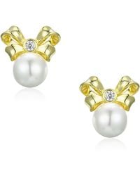 Santinni - Viscountess Bow & Pearl-Plated Earrings - Lyst