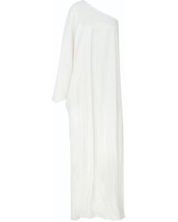 NAZLI CEREN - Venus One-shoulder Satin Maxi Dress In Swan - Lyst