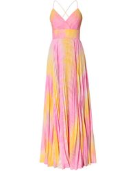 AGGI by HALEWSKI - Noemi Lotus Shine Maxi Pleated Dress With Open Back - Lyst