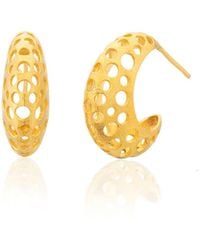 Milou Jewelry - Perforated Hoop Earrings - Lyst