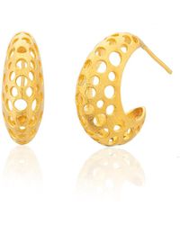 Milou Jewelry - Perforated Hoop Earrings - Lyst