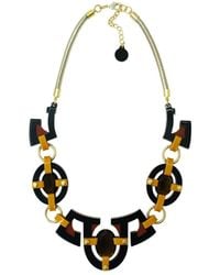 Gissa Bicalho - Handmade Acrylic Necklace Plastron Oval Cut Stone Mustard - Lyst