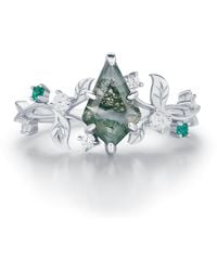 Azura Jewelry New York - Secret Garden Moss Agate Emerald Ring Vermeil - Lyst