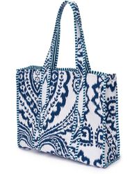 At Last - Cotton Tote Bag In & White Ikat - Lyst