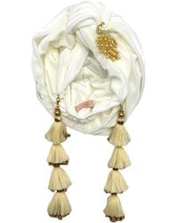 Julia Clancey - Neutrals Ivory & Peacock Dorado Velour Turban - Lyst