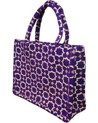 Berber Leather - Neutrals Moroccan Geometric Print Fabric Tote Bag - Lyst