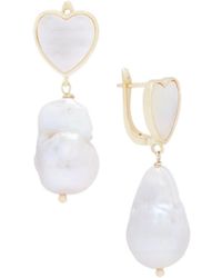Saachi - Heart Pearl Drop Dangle Earrings - Lyst