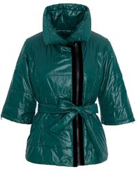 concept A trois - Emerald Short Jacket With Zippers On The Sleeves And A Drawstring - Lyst