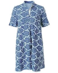 IZABELA MANDOIU - Light Denim Mini Dress With Floral Embroidery & Fringe - Lyst