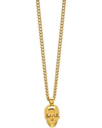 Northskull Atticus Skull Necklace With Clear Swarovski Crystals In Gold - Metallic