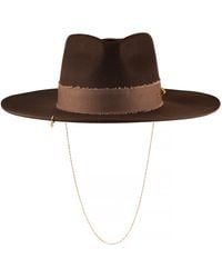 Shaded the Label - Neutrals Harlyn Chocolate Fedora Hat With Sterling Jewellery - Lyst