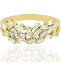 Artisan - 18k Yellow Gold Baguette Diamond Band Ring Handmade Jewelry - Lyst