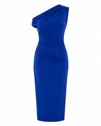 Girl In Mind - Donna Asymmetric Neckline Jumpsuit Cobalt - Lyst