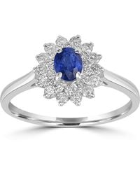 Artisan - Oval Sapphire & Diamond Floral Cluster Ring - Lyst