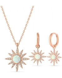 Spero London - Opal Sun Sterling Necklace & Earring Set - Lyst