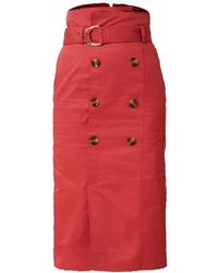 Smart and Joy - Double-Breasted Straight Cotton Skirt With Belt - Lyst