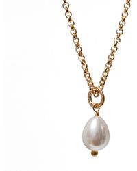 Mirabelle - Gita Large Mother Of Pearl Necklace On Baby Belcher Chain - Lyst