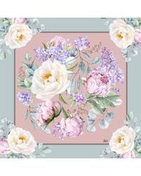 Ralufineart - Silk Satin Opulent Peonies Scarf - Lyst