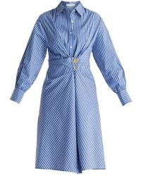 Paisie - Asymmetric Striped Shirt Dress With Button Detail - Lyst