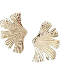 Maison De Gala - Golden Fan Leaf Stud Earrings - Lyst