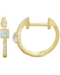 KAMARIA - Ethiopian Opal & Diamond Huggie Earrings - Lyst