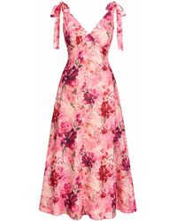 Girl In Mind - Beverly Floral Tie Shoulder Midi Dress - Lyst